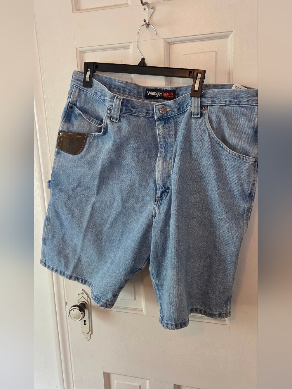 Wrangler Riggs Workwear Faded Blue Denim Carpenter Shorts 40x10.5